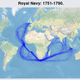 Historical sailing tracks for British ships